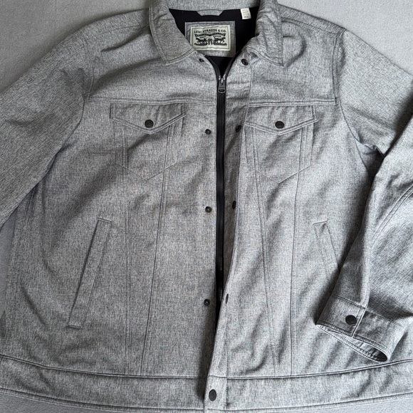 Levi's Men’s Gray Soft Shell Trucker Jacket Jacket size 2XLT Polyester like new - Picture 12 of 12
